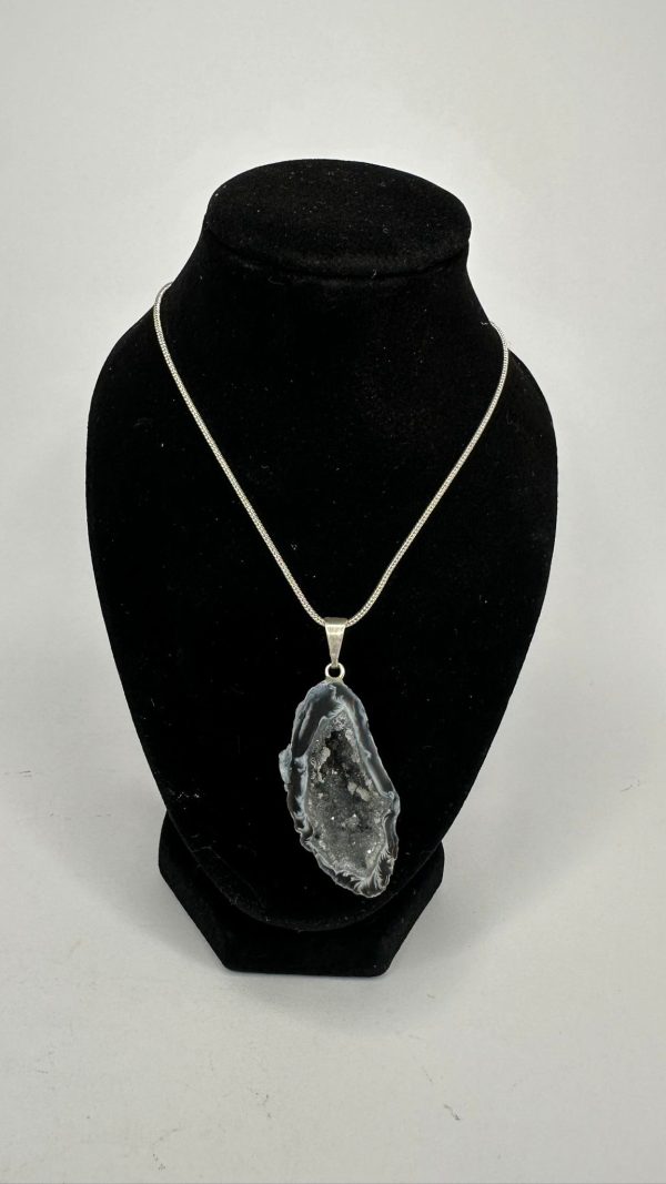 Agate Geode Necklace (Silver Plated)