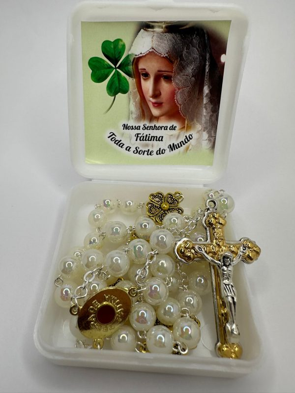 Terços de Nossa Senhora de Fátima com Detalhes em Dourado/Prateado